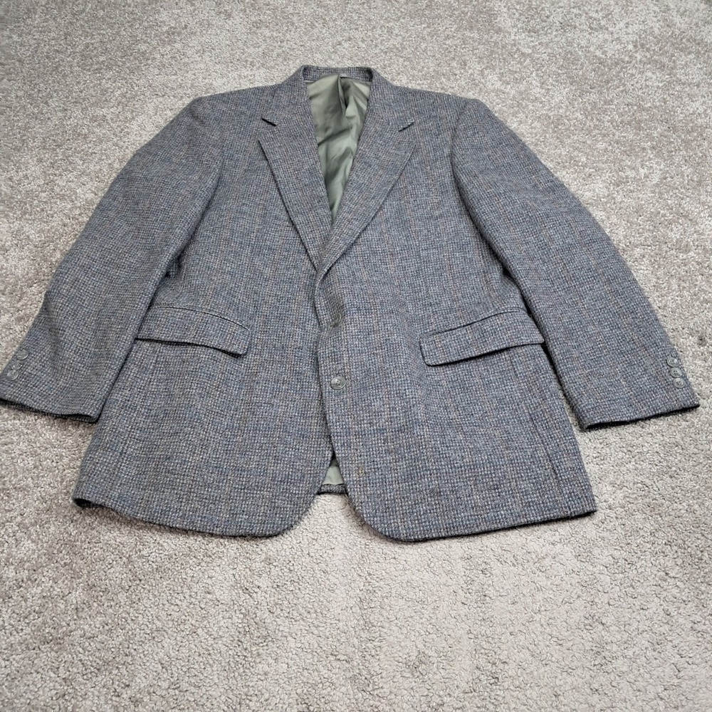 Imperial by Haggar Mens Gray Tweed 100% Pure Wool Blazer Sport Coat Made in USA
